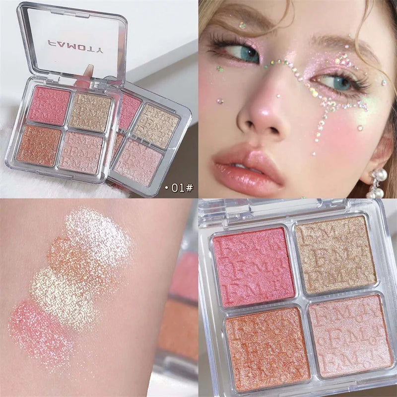 Palette Highlighter FAMOTY - 4 couleurs scintillantes
