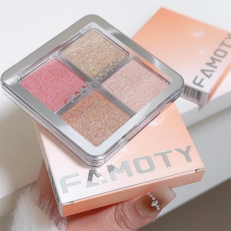 Palette Highlighter FAMOTY - 4 couleurs scintillantes