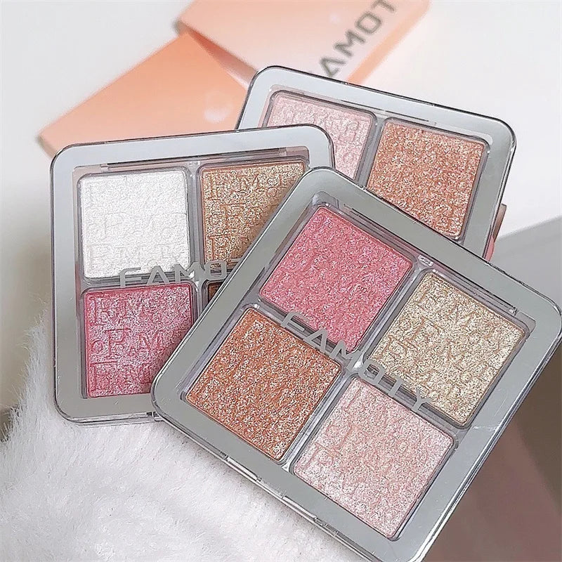 Palette Highlighter FAMOTY - 4 couleurs scintillantes